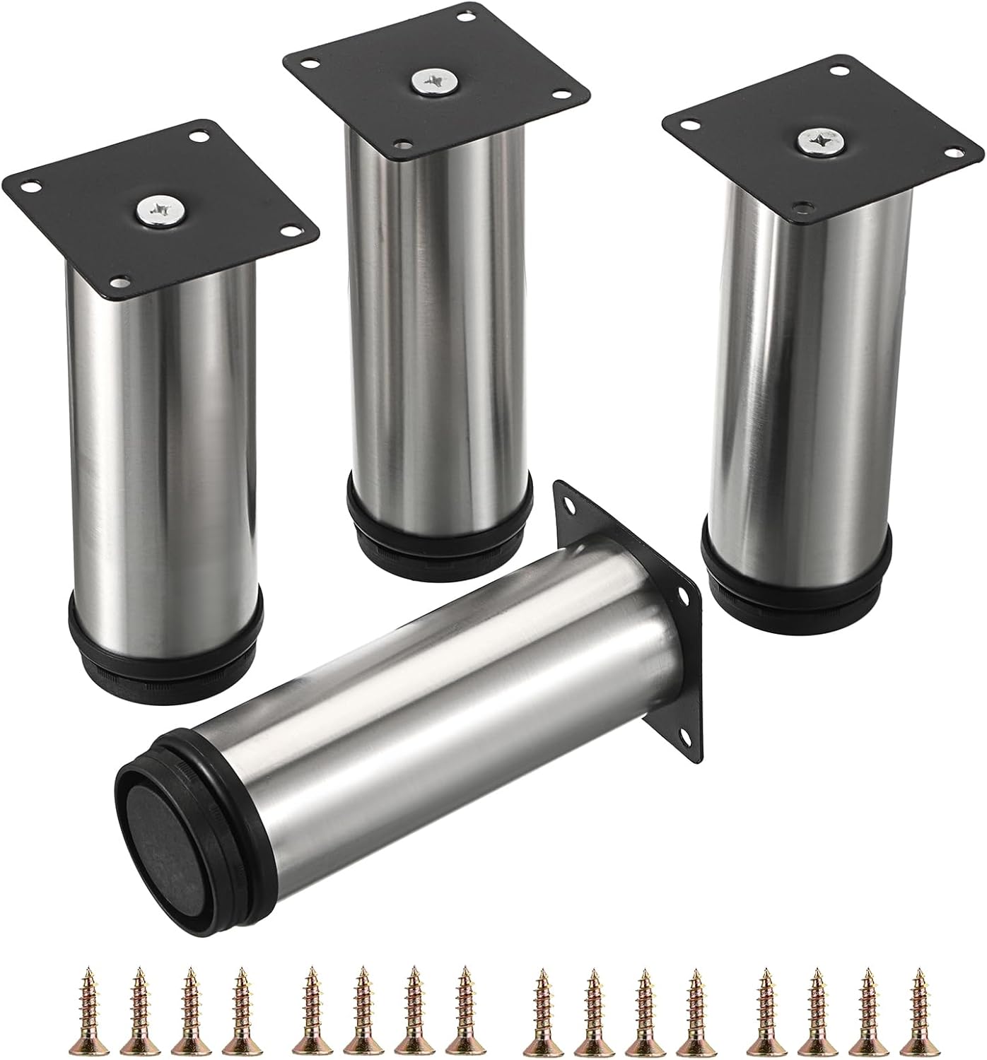 OwnMy 4 patas de muebles de acero inoxidable de 6 pulgadas, elevadores de pies de muebles, patas de escritorio de metal pequeño, patas de sofá,