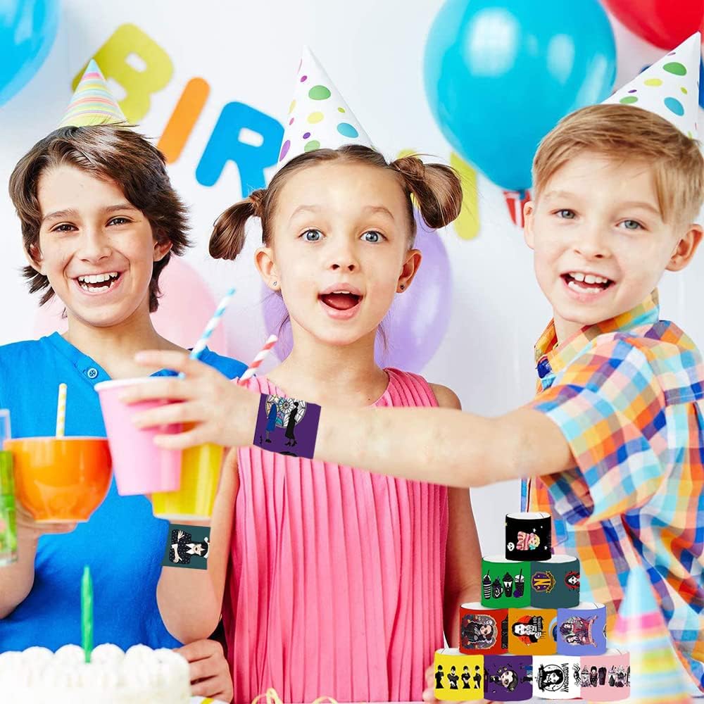 Pulseras de miércoles para niños y niñas, regalos de fiesta, suministros de decoración para fiesta de cumpleaños, bolsas de regalo, escuela, aula,