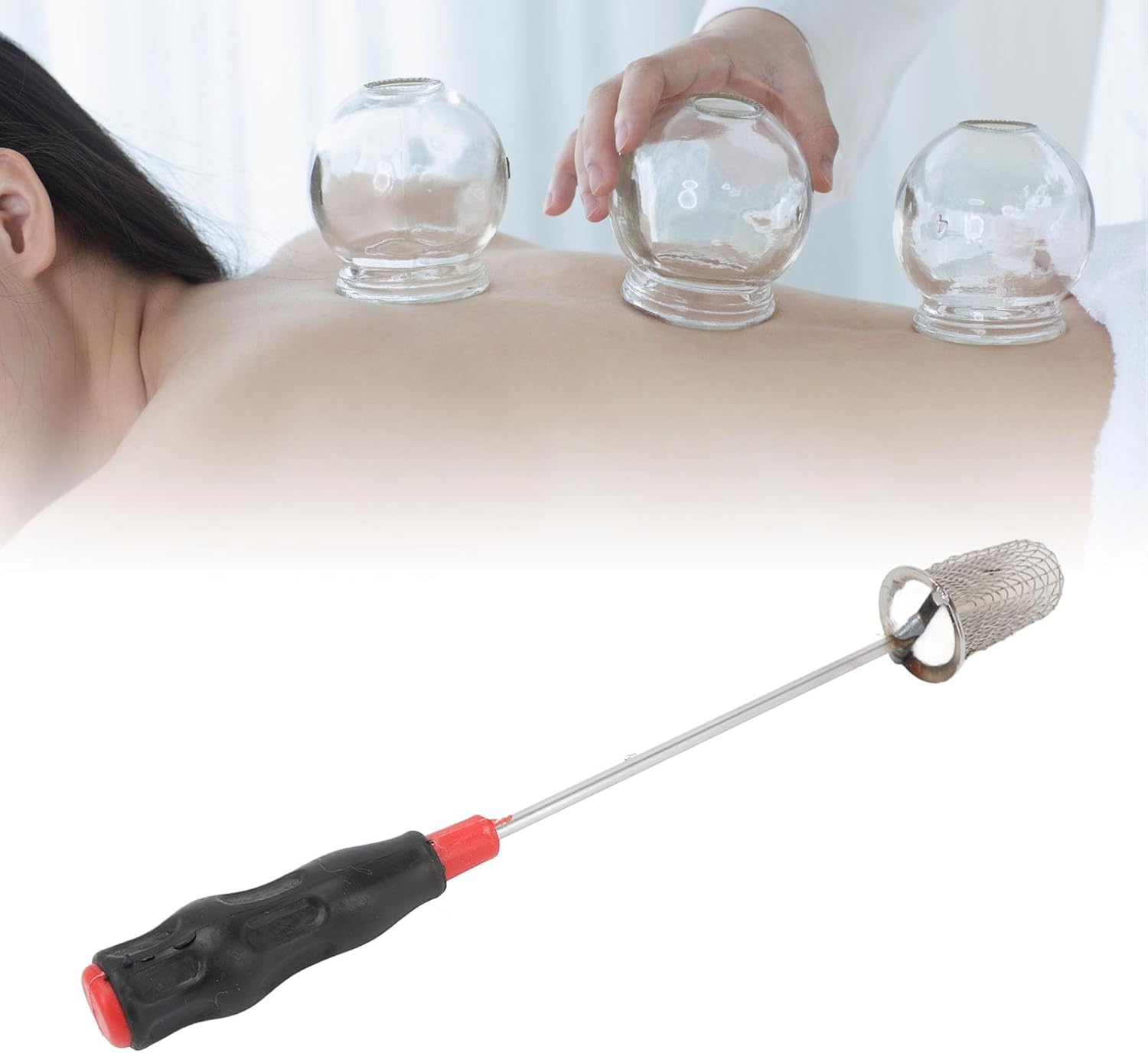 Varilla de ventosa, varilla de ventosa de acero inoxidable, barra de encendido portátil antiquemaduras, fácil de usar para masaje de salón de spa