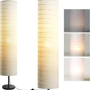 Modern Floor Lamp, Dimmable 3 Levels Brightness Paper Tall Lamp Standing Lamps with Lampshade, 55” Minimalist Floor Lamps for Office, Kids Room, Modern Floor Lamp, Dimmable 3 Levels Brightness Paper Tall Lamp Standing Lamps with Lampshade, 55” Minimalist Floor Lamps for Office, Kids Room,