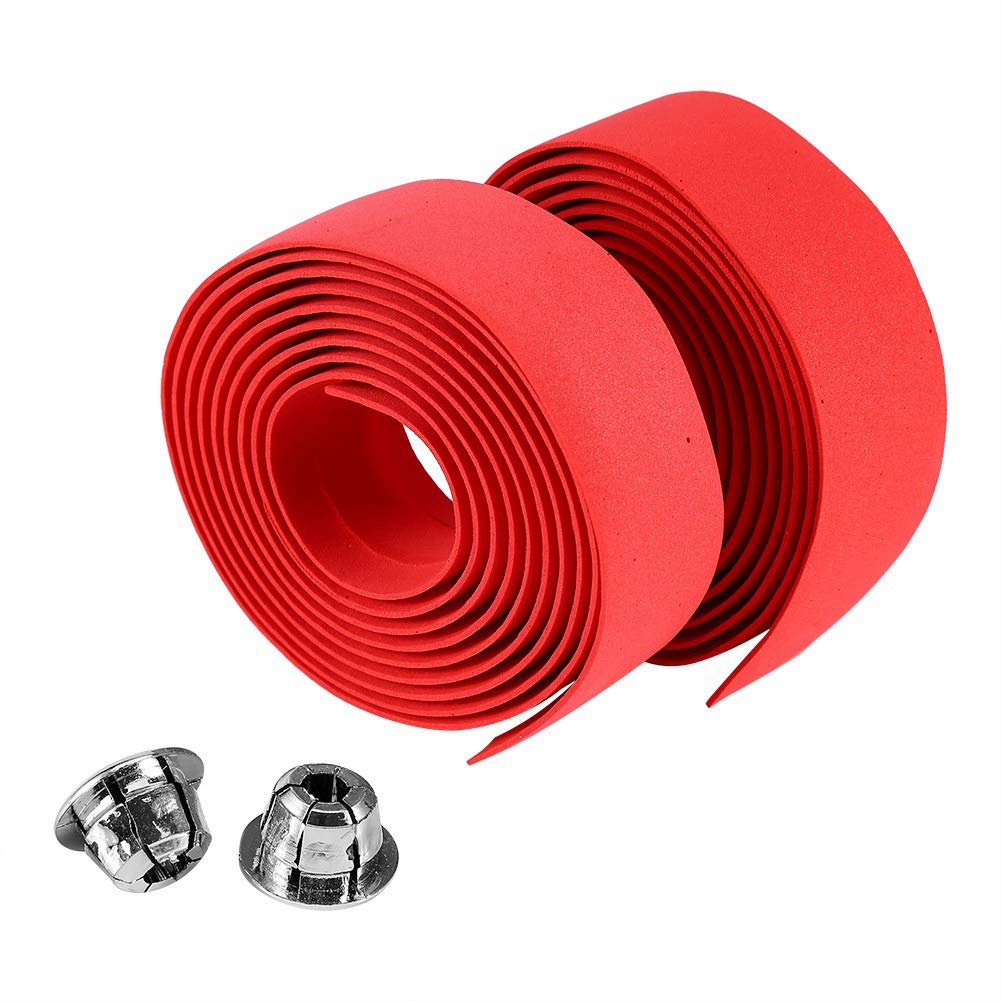 Cinta adhesiva para manillar de bicicleta, cinta de corcho suave para manillar de bicicleta, envoltura de barra de bicicleta con 2 enchufes de barra