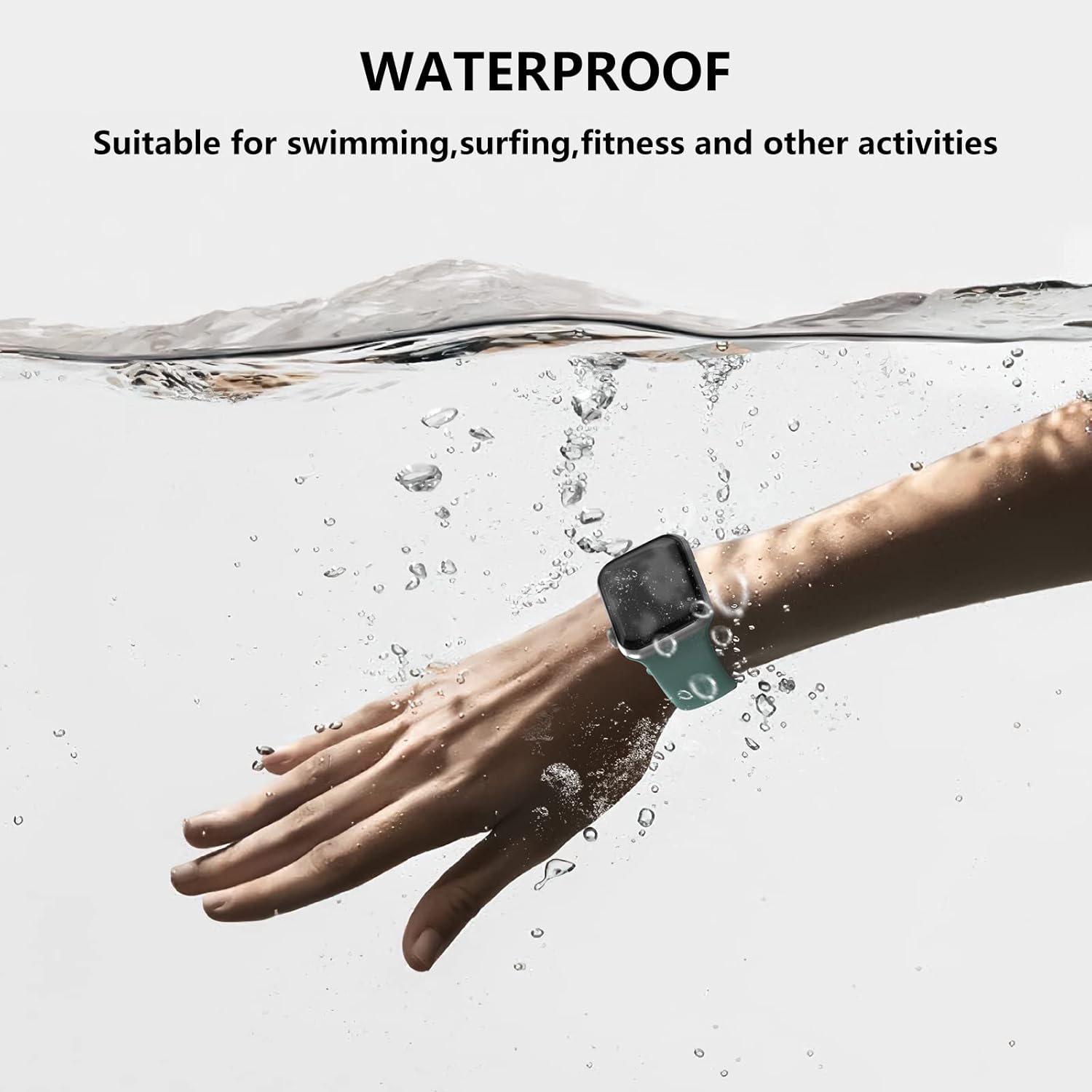 Correas deportivas compatibles con correas de Apple Watch de 1.496, 1.575, 1.614, 1.654, 1.732, 1.772 pulgadas, correa impermeable de silicona suave