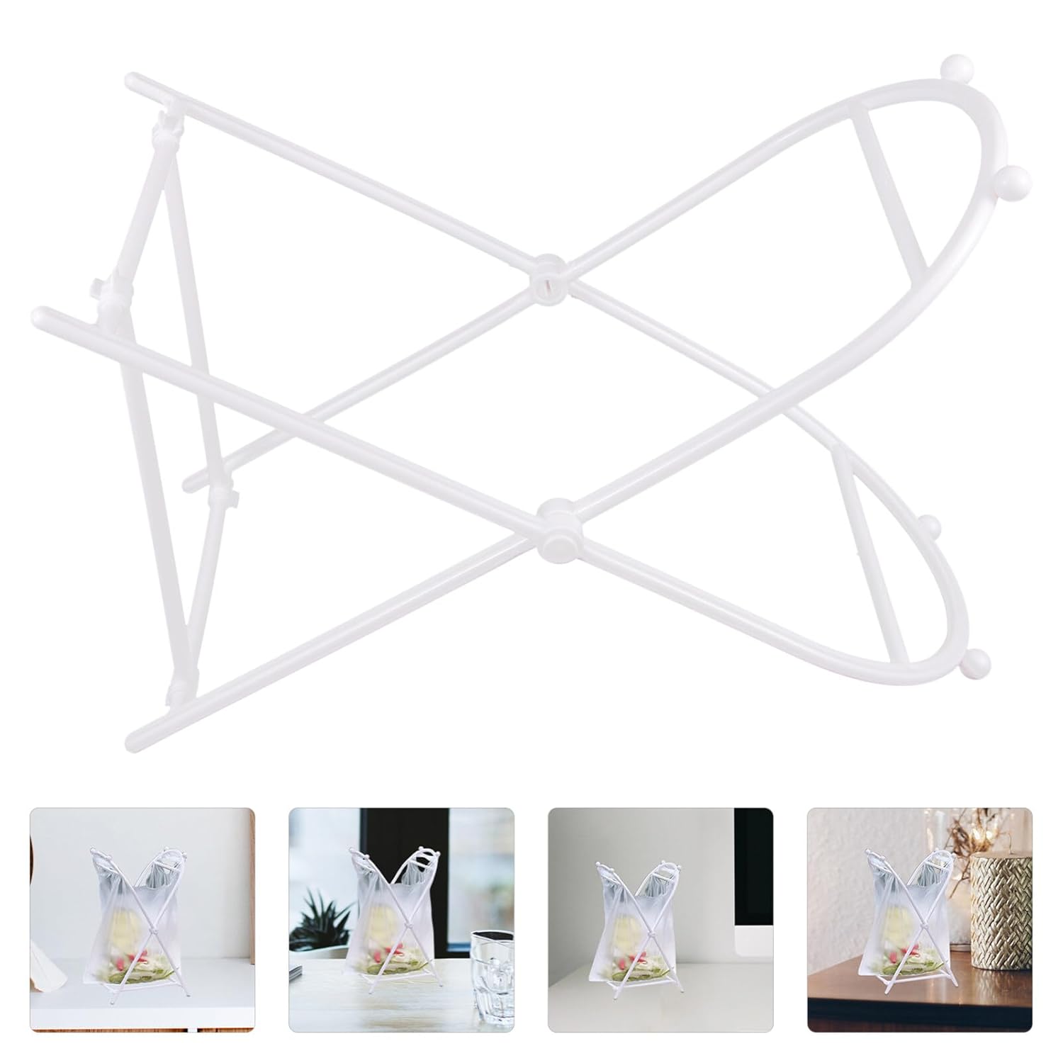 Healifty Soporte de bolsa de basura portátil Pp Estante de almacenamiento blanco simple