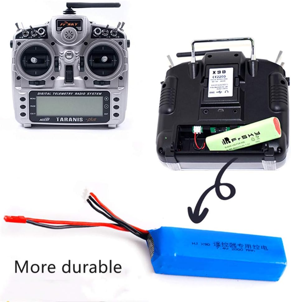 YJYdada 7.4V 3000MAH Lipo pieza de batería para transmisor FrSky Taranis X9D Plus (azul)