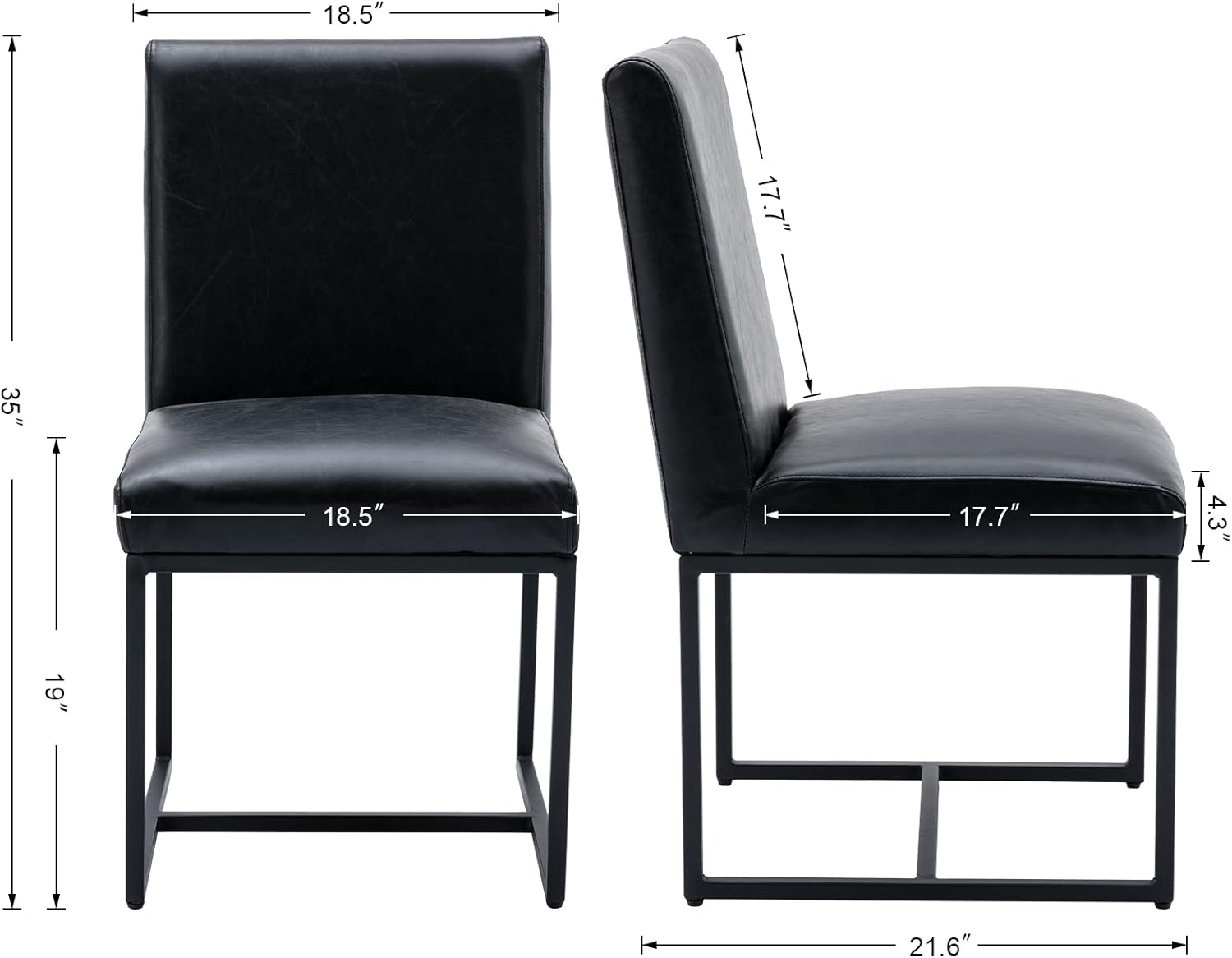RIVOVA Juego de 2 sillas de comedor tapizadas, modernas sillas de cocina de piel sintética, sillas laterales sin brazos con patas de metal para