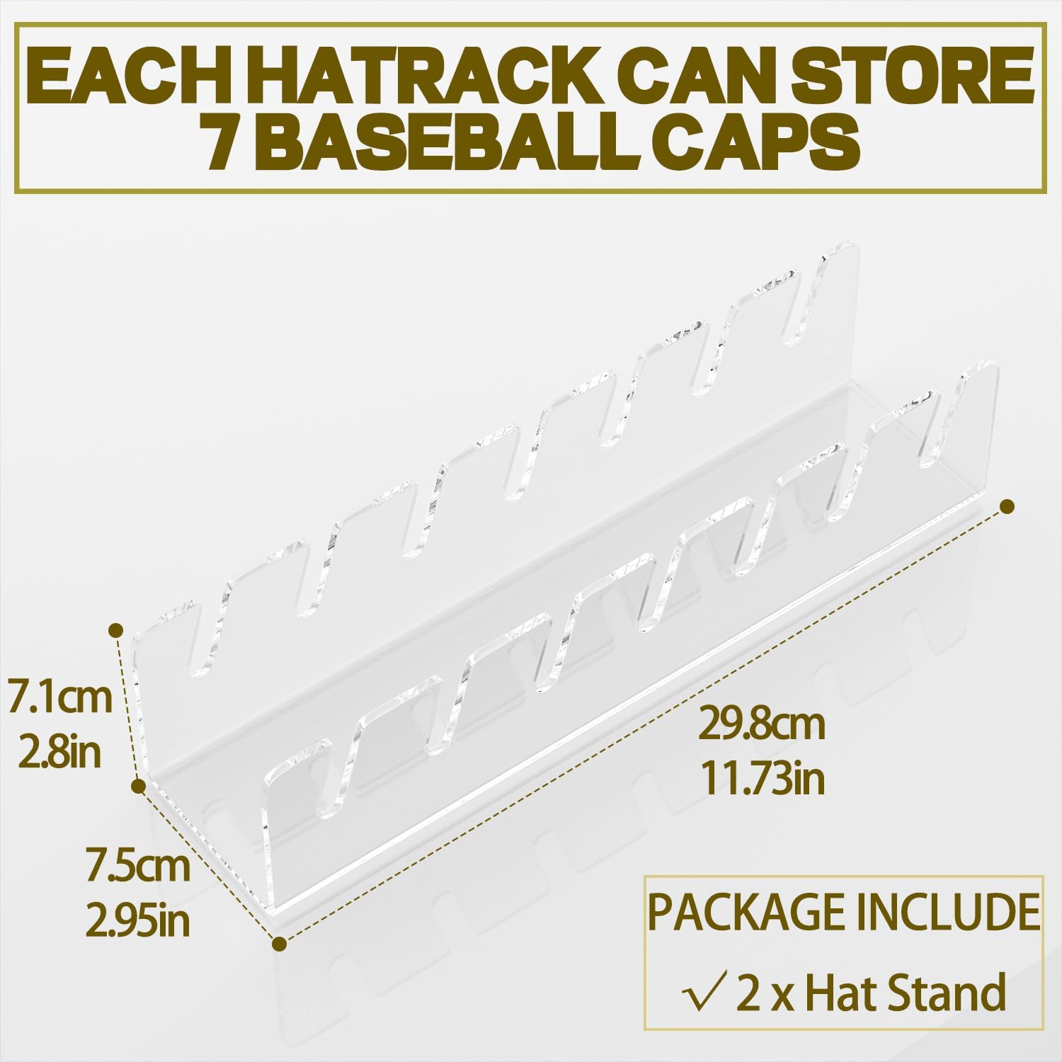 ACTBIO Soporte para gorras de béisbol, 2 unidades, organizador de sombreros de acrílico sin instalación para 14 gorras de béisbol, soporte para