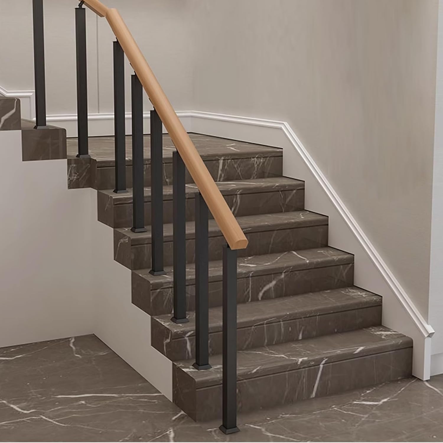 Postes cuadrados de balaustre de escalera, ejes de barandilla de metal ajustables de 270 con base de soporte plano y kits de tornillos los postes de