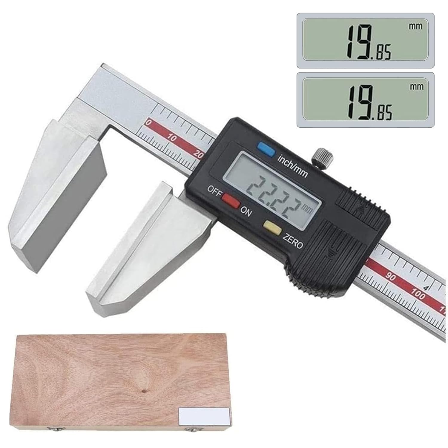Pinza Vernier digital para cuerda de alambre, pinza Vernier de acero inoxidable de superficie ancha con pantalla LCD grande, fácil cambio de pulgada