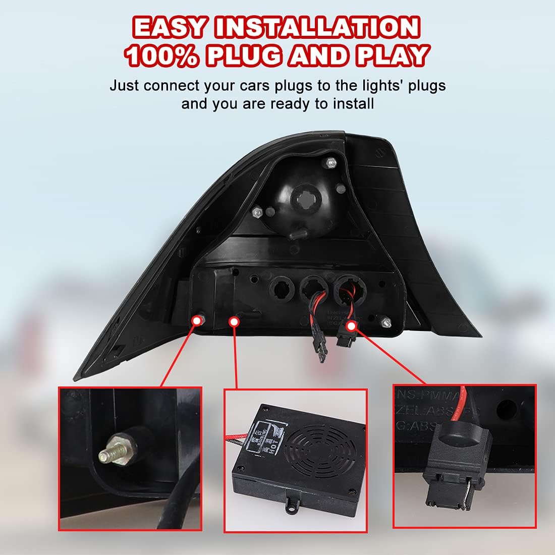ROXX Conjunto de luces traseras para Honda Civic 2001 2002 2003 2 2003, repuesto de luces traseras con señales de giro LEDluces de freno LED y DRL,