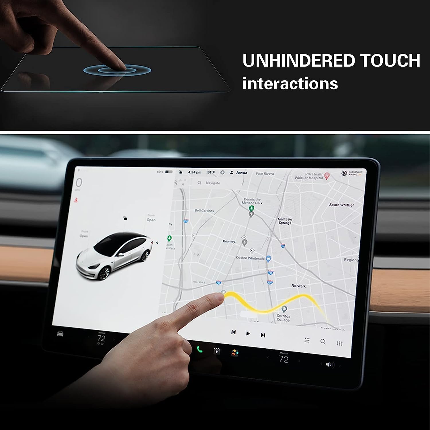 WSFSLJWDW 2 protectores de pantalla HD compatibles con Tesla Model 3 Model Y de 15 pulgadas, control central, pantalla táctil, navegación del