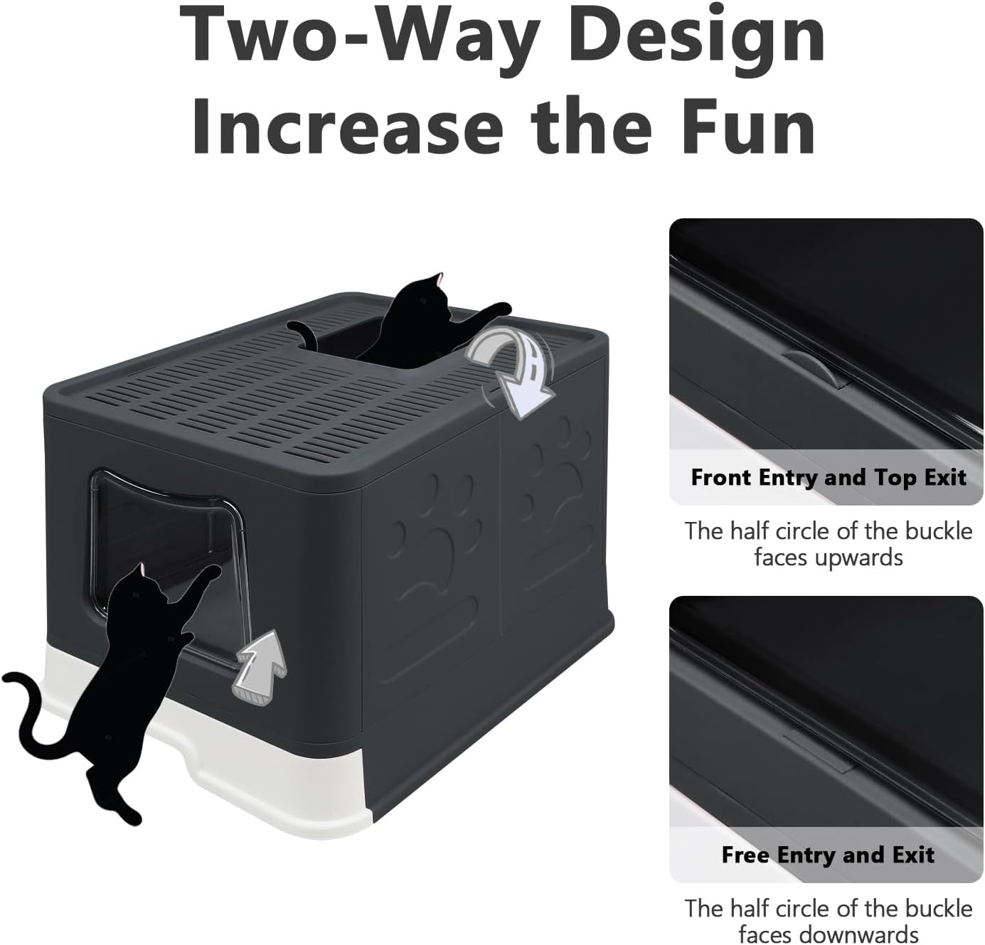 Caja de arena plegable para gatos con tapa, orinal cerrado para gatos, inodoro para gatos antisalpicaduras, fácil de limpiar, incluye pala de arena