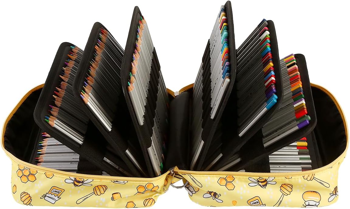 Lbxgap Estuche para lápices de colores con 140 ranuras para 420 lápices o 280 bolígrafos de gel. Organizador de gran capacidad con práctico soporte
