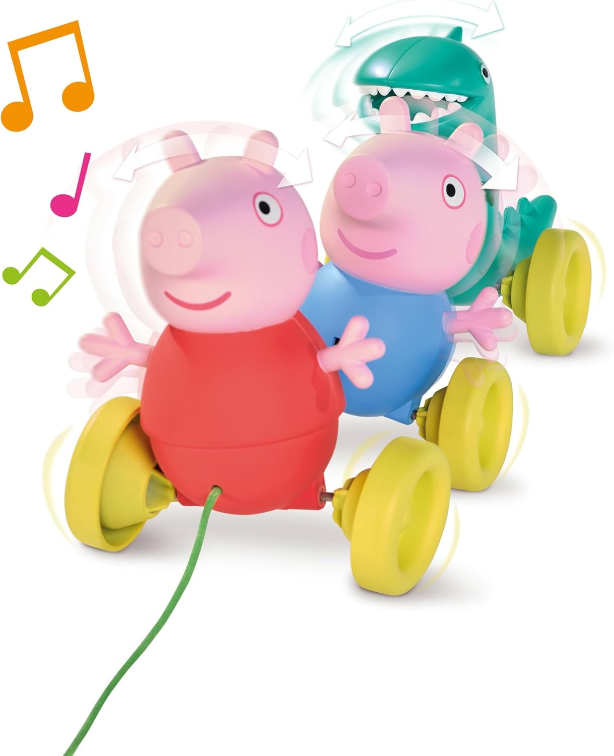 TOMY Toomies Peppa Pig Pull Along Toy – Peppa Pig Juguetes con música y ruedas – Juguetes de empuje para bebés y niños pequeños con acción de