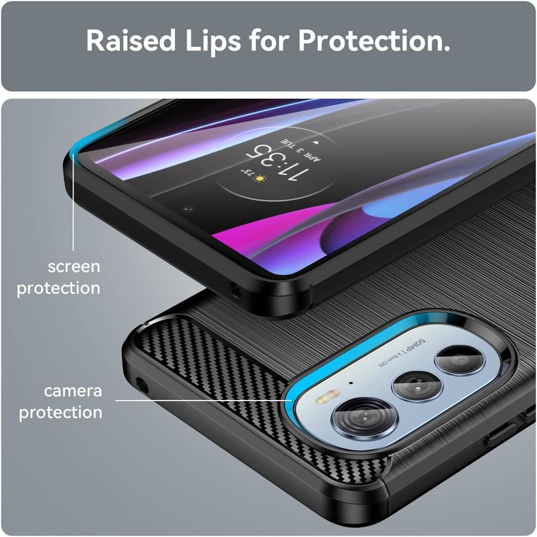 Funda de teléfono para Moto Edge 2022, Motorola Edge 2022, funda de fibra de carbono a prueba de golpes, resistente a los arañazos, funda trasera de