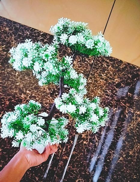 Árbol bonsái artificial, planta bonsái artificial para decoración del hogar, plantas de interior, árbol de gran tamaño con maceta (blanco)