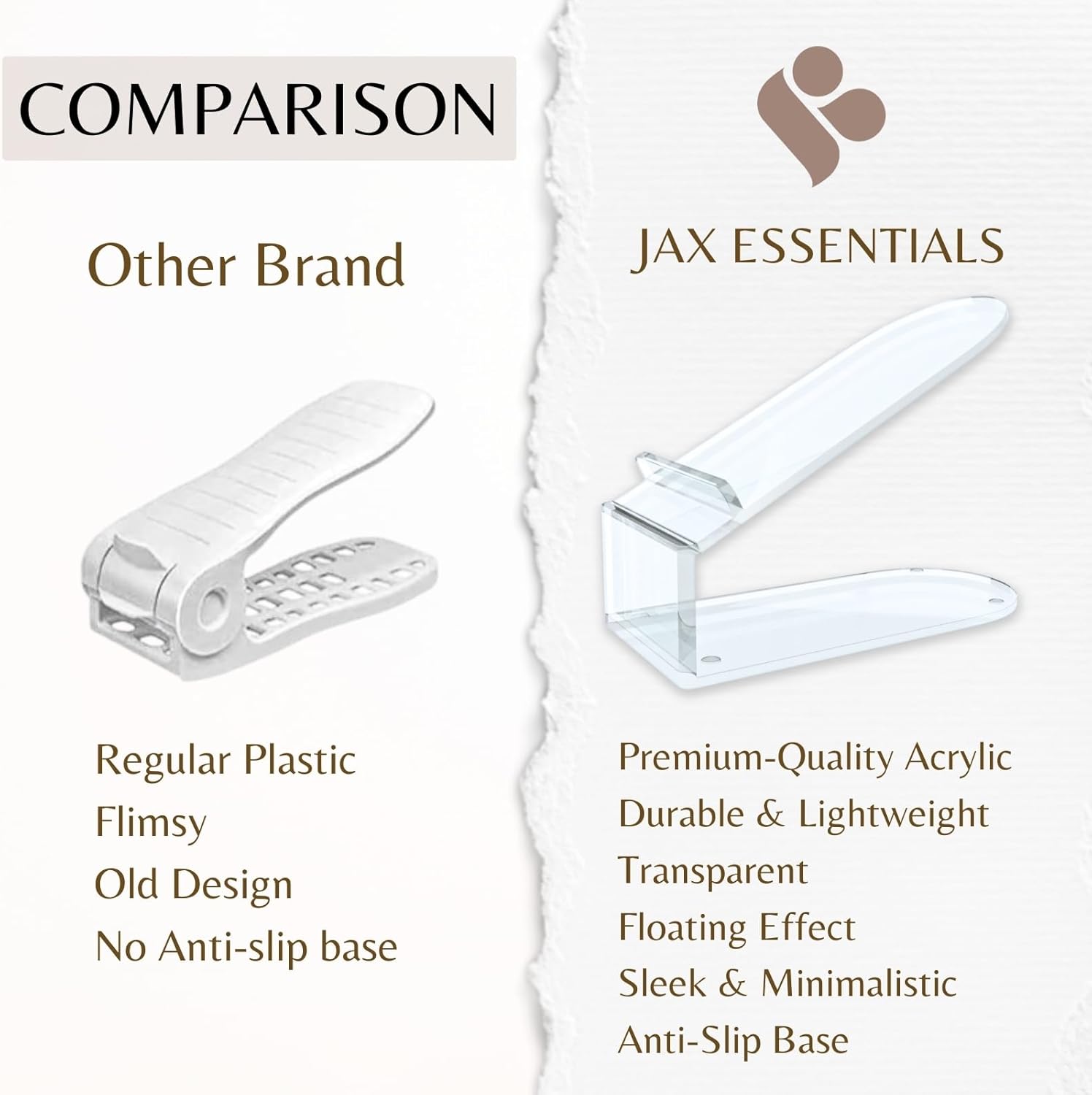 JAX ESSENTIALS Organizador de zapatos de acrílico, organizador de ranuras para zapatos, organizador de armario elevador de zapatos, ahorro de