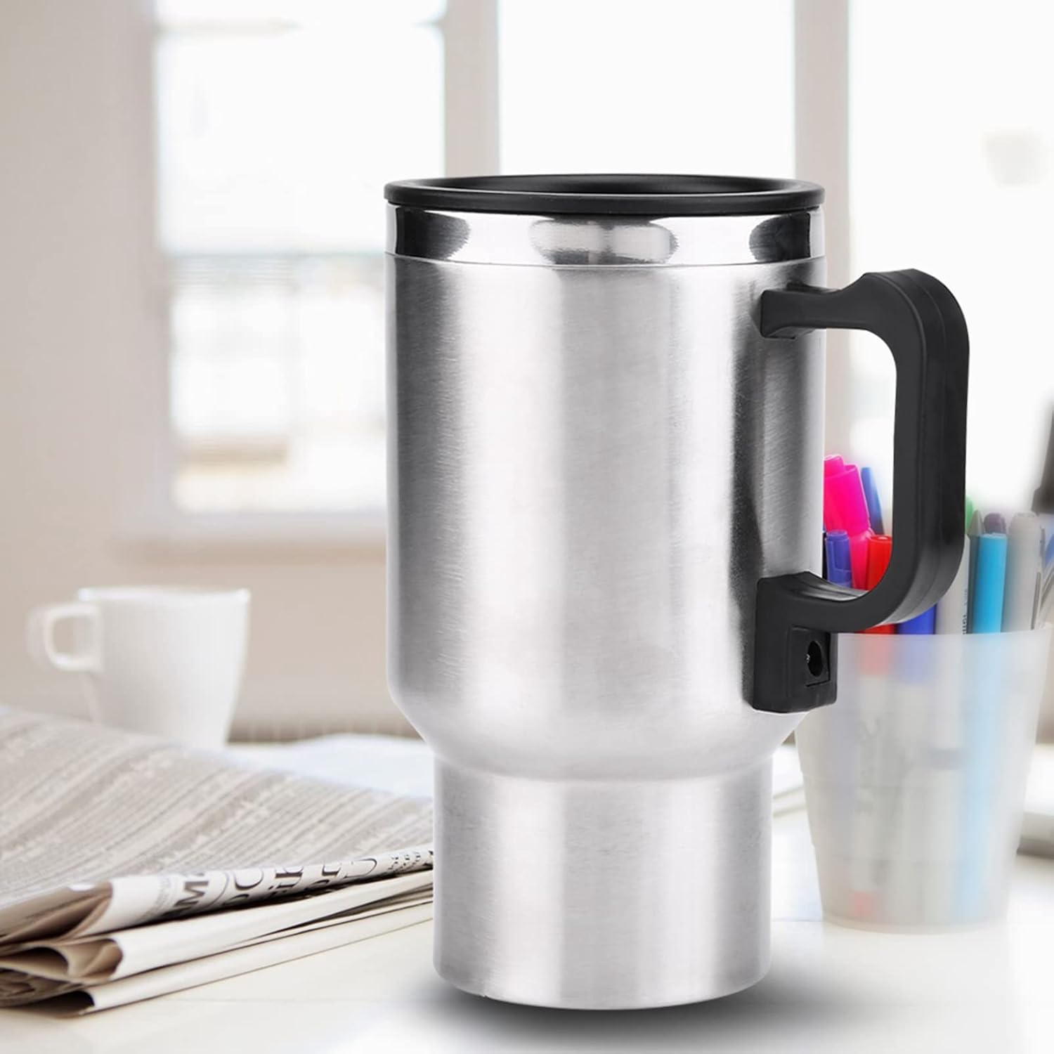 Taza de viaje térmica, 12 V 15.2 fl oz, eléctrica Incar de acero inoxidable, taza de calentamiento de viaje, taza de café, té para auto, taza con