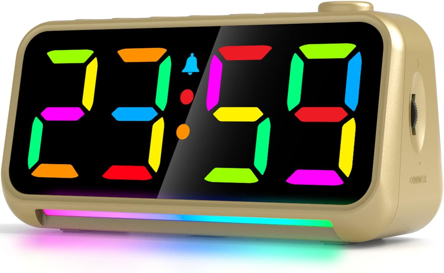 Reloj despertador con pantalla digital LED, puerto de carga USB de luz RGB extra fuerte, relojes de escritorio pequeños para personas que duermen