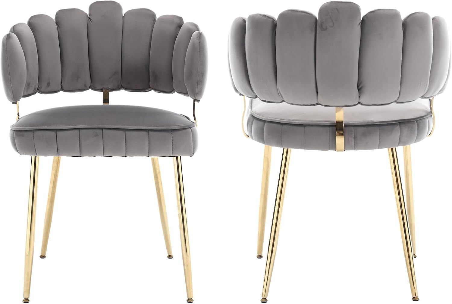 MOONMISS Juego de 2 sillas de comedor de terciopelo, sillas decorativas modernas con respaldo irregular, silla auxiliar tapizada con patas de metal