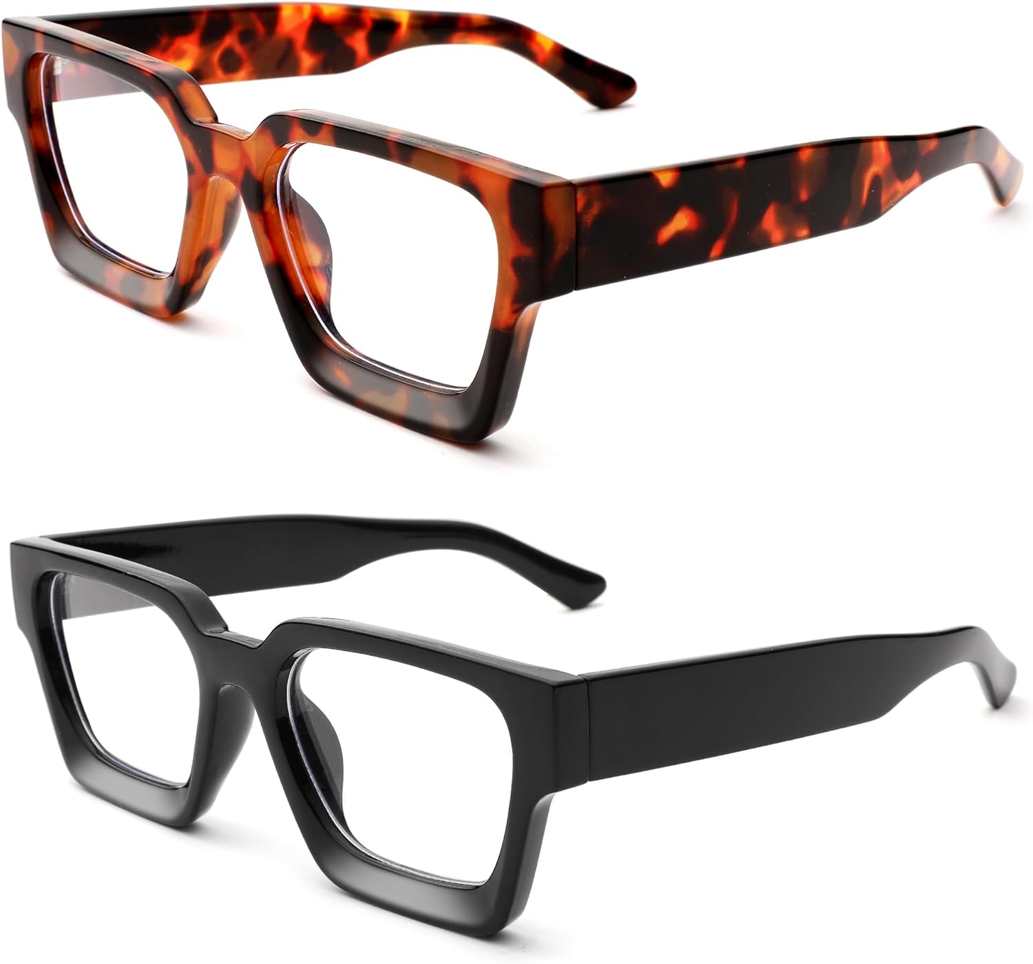 Haygafe Gafas de luz azul con marco cuadrado grueso para mujeres y hombres, gafas de computadora de moda con lente transparente