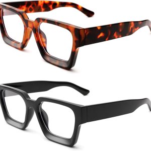 Haygafe Gafas de luz azul con marco cuadrado grueso para mujeres y hombres, gafas de computadora de moda con lente transparente Haygafe Gafas de luz azul con marco cuadrado grueso para mujeres y hombres, gafas de computadora de moda con lente transparente