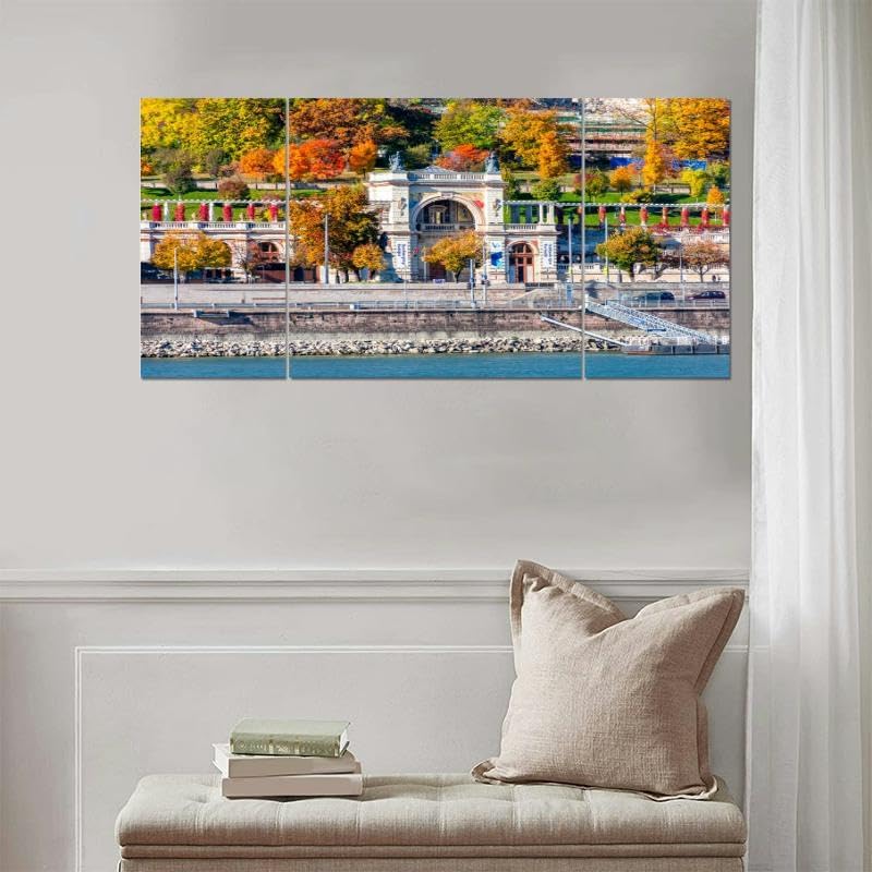 Castle Garden Bazaar (Varkert Bazar) at Royal palace Buda autumn Budap Large Wall Art Decor Canvas Wall Art Paintings Pictures for Bedroom Above Bed