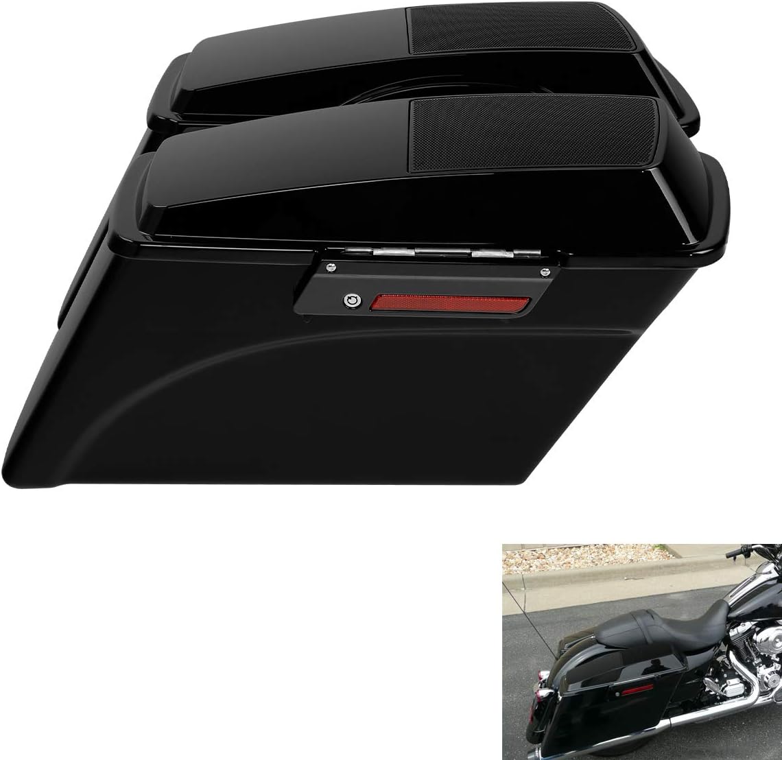 TCMT Alforjas duras de 6 x 9 pulgadas, tapa de altavoz, llave y forros, inserción de alfombra para Harley Touring Modelos CVO Road Glide Road King