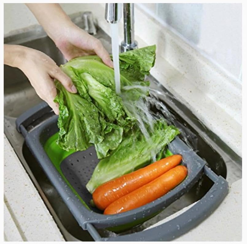 AG Colador plegable de 9 cuartos de galón, colador sobre el fregadero, coladores de verduras y frutas, coladores con asas extensibles, nuevos