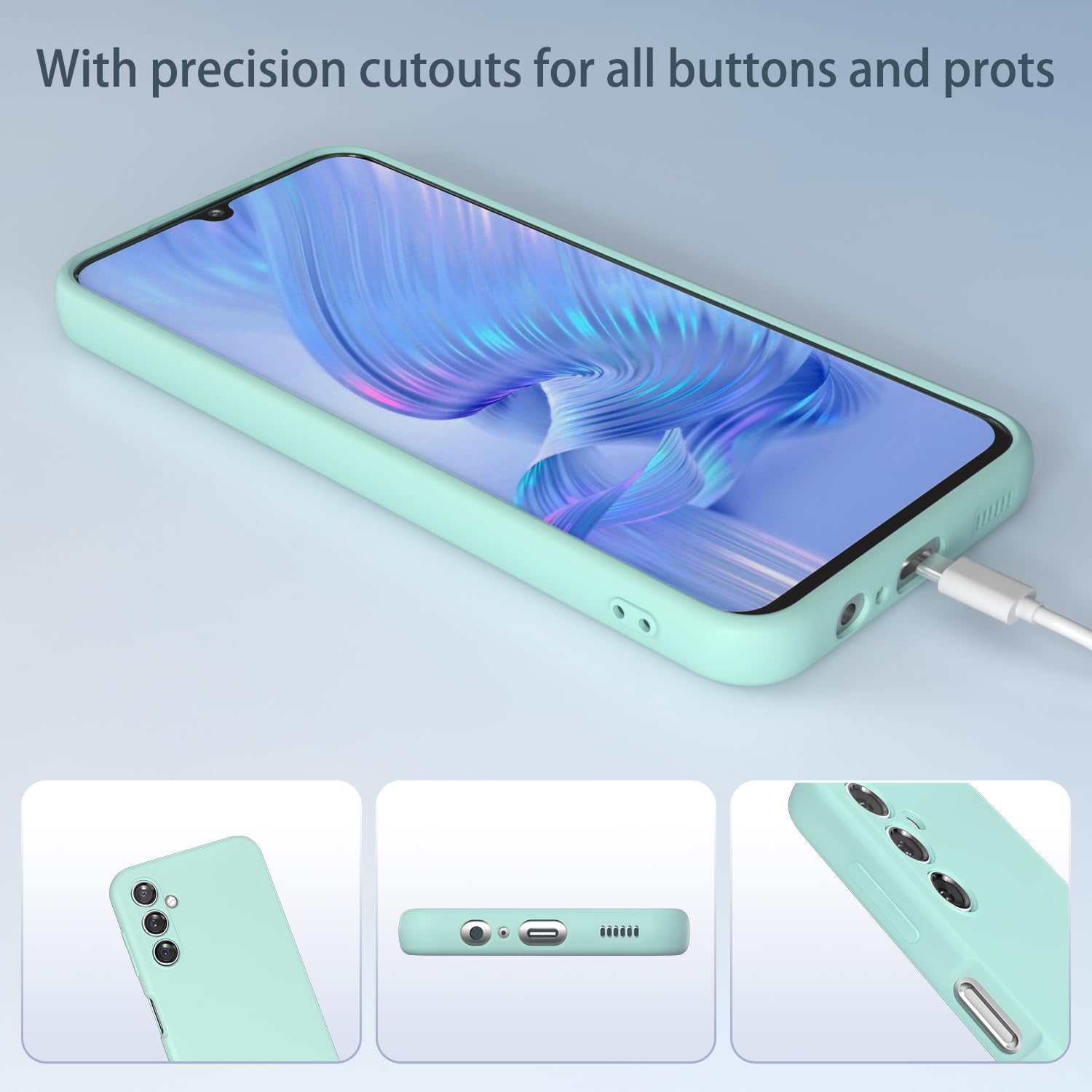 Boaixiaen Funda para Samsung Galaxy A14 5G, silicona líquida, delgada, suave TPU, protección de cuerpo completo, a prueba de golpes, para Galaxy A14