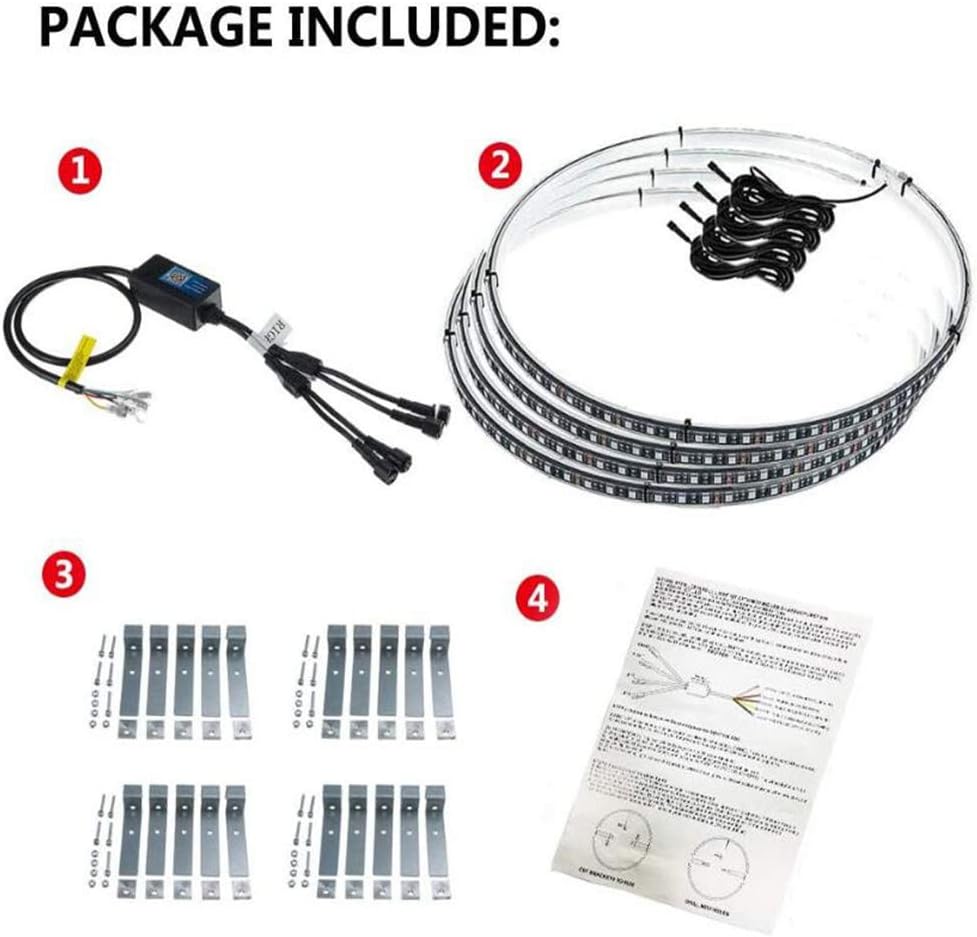 Juego de luces LED de 15.5 pulgadas para llantas de color de flujo de sueño para automóvil, camión, todoterreno, kit de anillo de rueda LED por