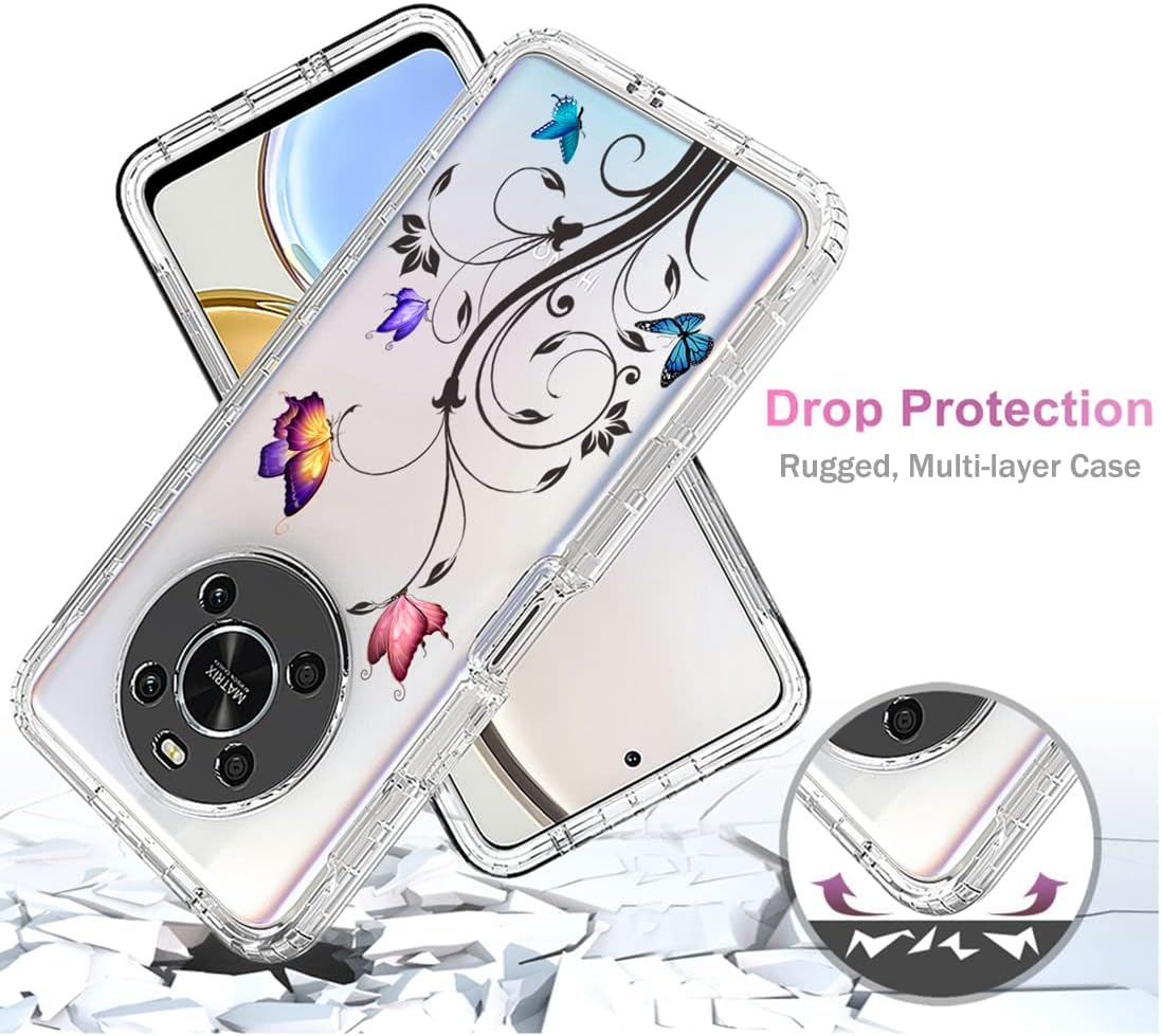 Funda para Honor X9 (4G5G)Honor X30Magic4 Lite con protector de pantalla de vidrio templado, cuerpo completo, transparente, flexible, con diseño
