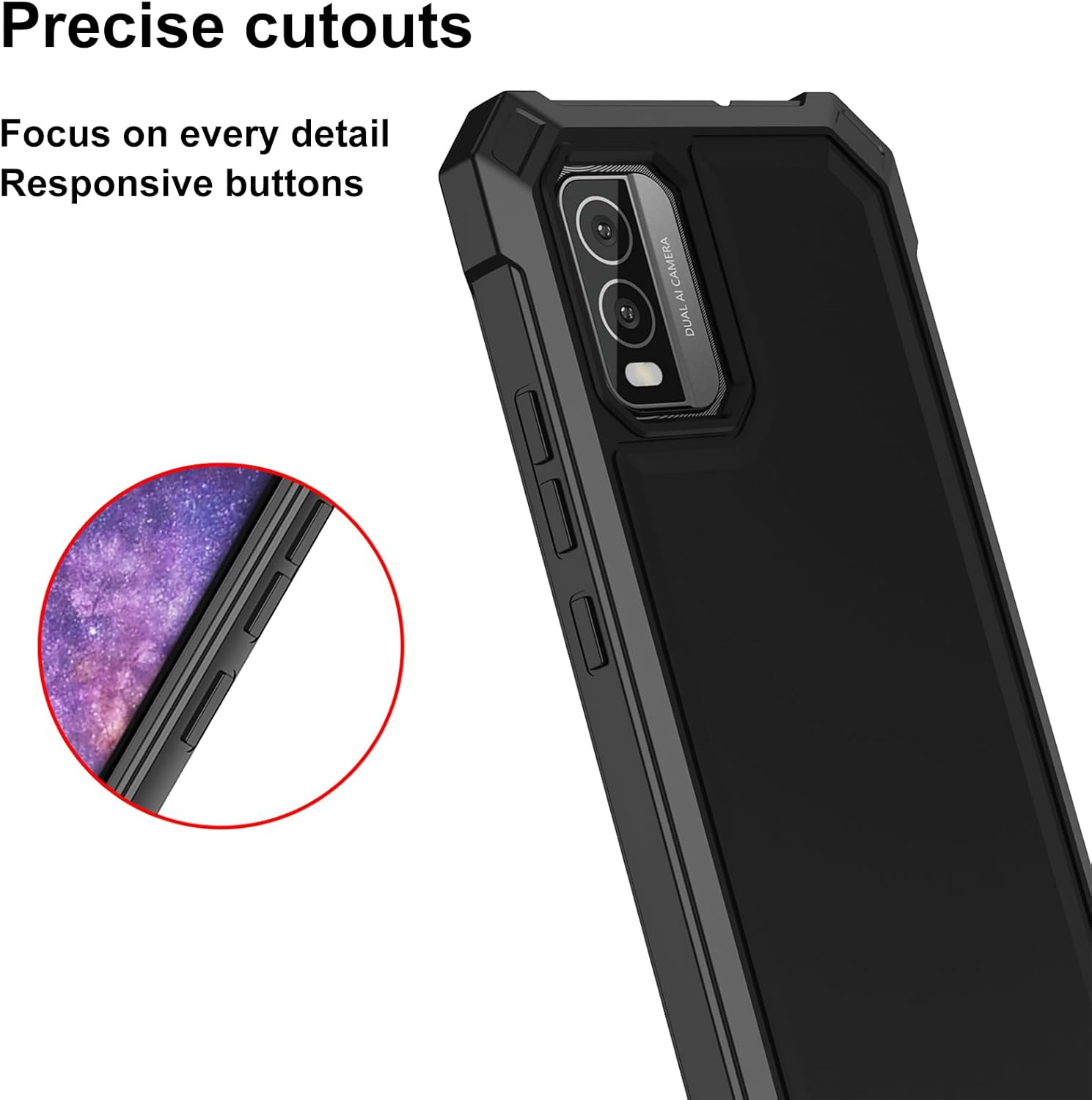 Ailiber Funda para Nokia C210, Nokia C210 con protector de pantalla de vidrio templado, protección de estructura de 2 capas, esquinas a prueba de