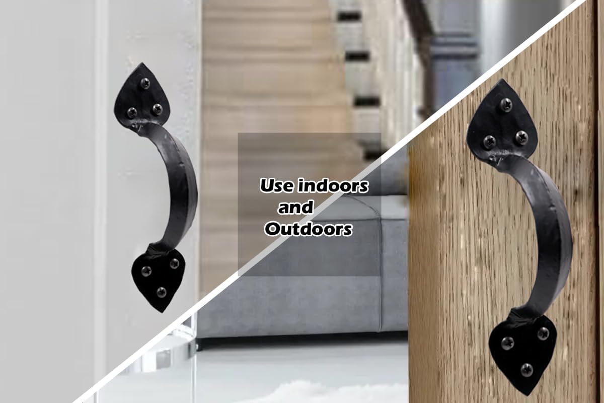 Manijas de puerta de granero de 6-14 pulgadas, paquete de 4, manijas decorativas para puerta de garaje, herrajes de diseño rústico resistente, mango