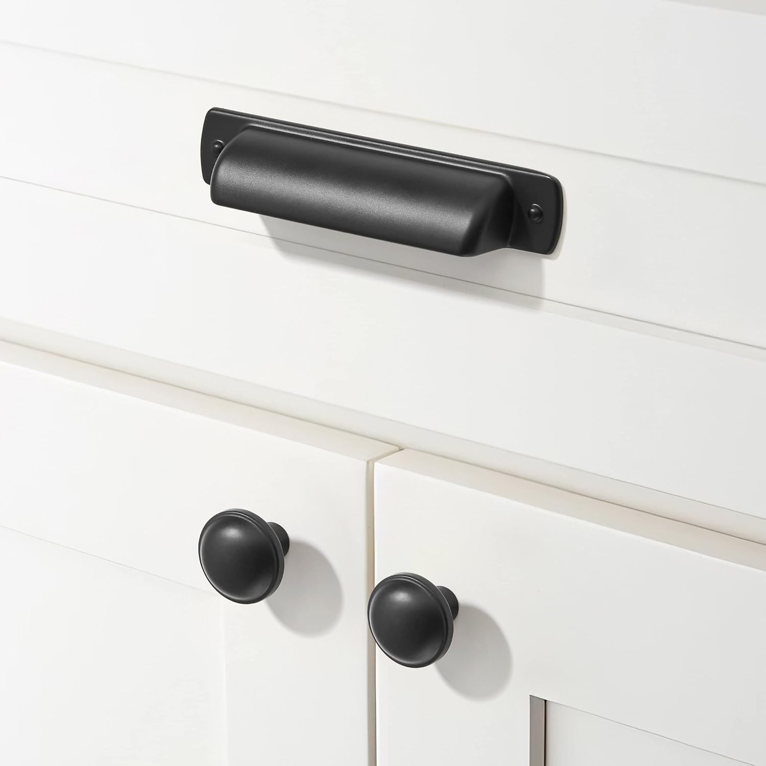 khtumeware Paquete de 10 tiradores de cajón de 3 pulgadas, color negro mate, tiradores de taza de gabinete, manijas de gabinete de cocina, manijas