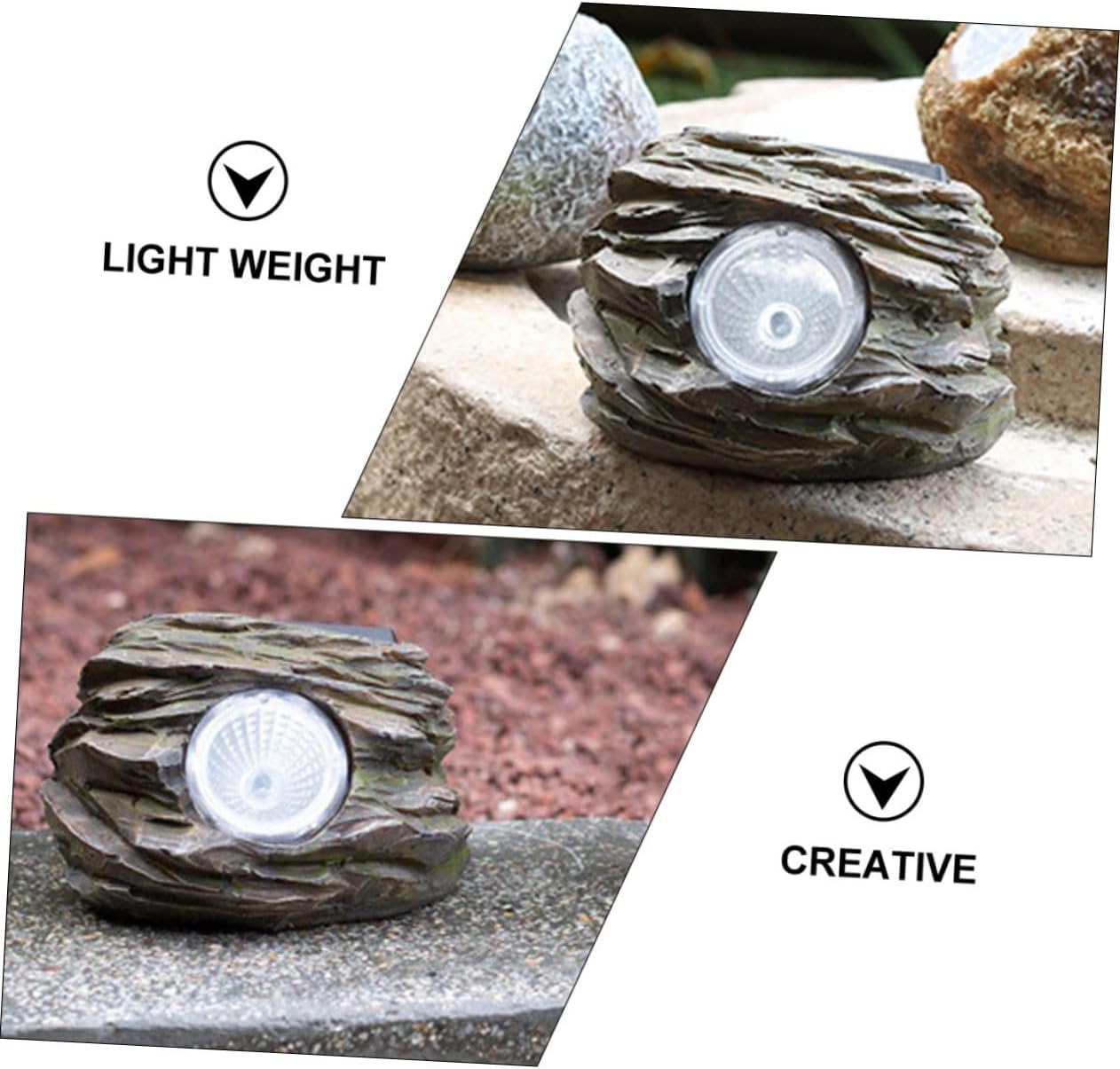 GANAZONO 2 unids Lámpara de piedra solar Luz decorativa Rock Spot Luz Jardín Luz Solar Césped Luz Acera Luces de tierra al aire libre Proyector LED