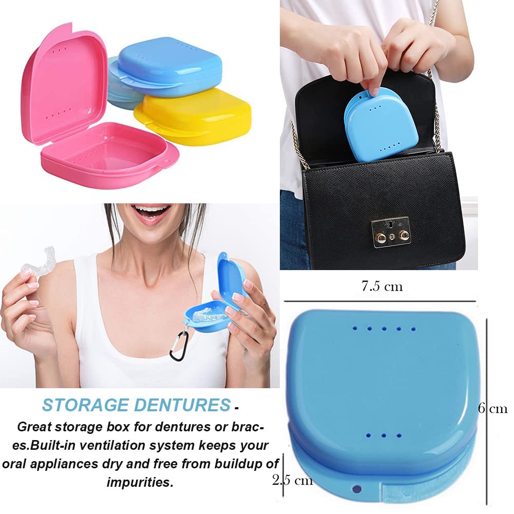 AKOAK 2 fundas de almacenamiento de protección oral, funda de almacenamiento de dentaduras postizas, con orificio de ventilación, adecuada para