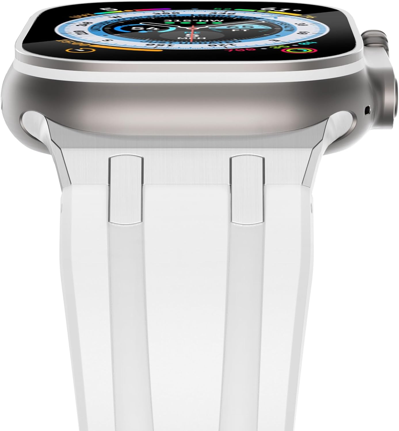 NewWays Correa para Apple Watch Ultra Band de 1.929 in, 1.772 in, 1.732 in, 1.654 in, 1.614 in, 1.575 in, 1.496 in, para hombres, correa de goma de