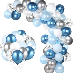 104 piezas de globos azules y plata para guirnalda, arco azul real globos metálicos para baby shower, cumpleaños, decoraciones para boda. 104 piezas de globos azules y plata para guirnalda, arco azul real globos metálicos para baby shower, cumpleaños, decoraciones para boda.