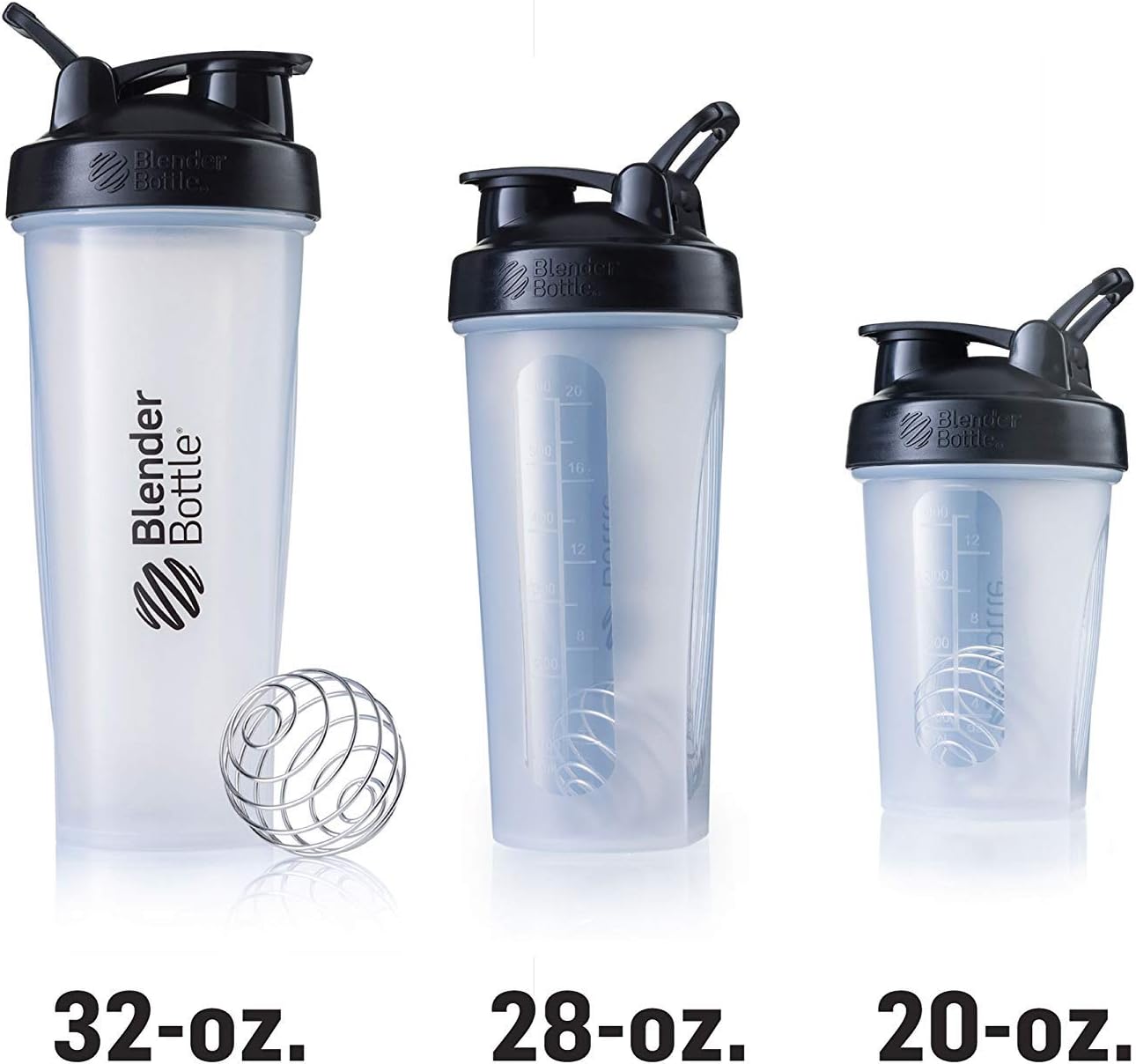 BlenderBottle Taza de coctelera clásicaagitador de dietacoctelera de proteínas con Blenderball  27.7 fl oz – cian claro