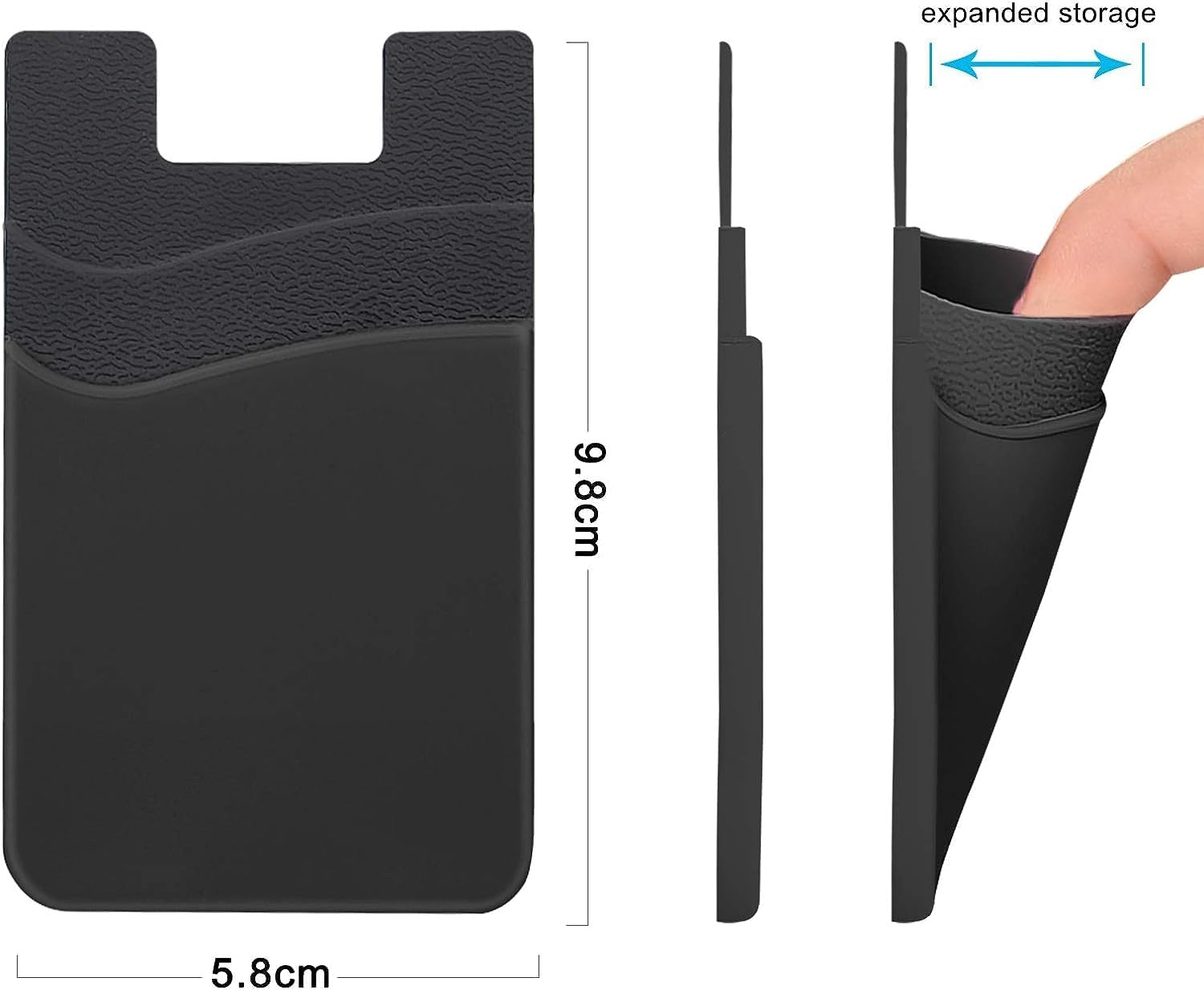 SS Tarjetero para funda de teléfono, cartera de teléfono adhesivo de silicona para teléfono celular, adecuado para iPhone, Samsung Galaxy y