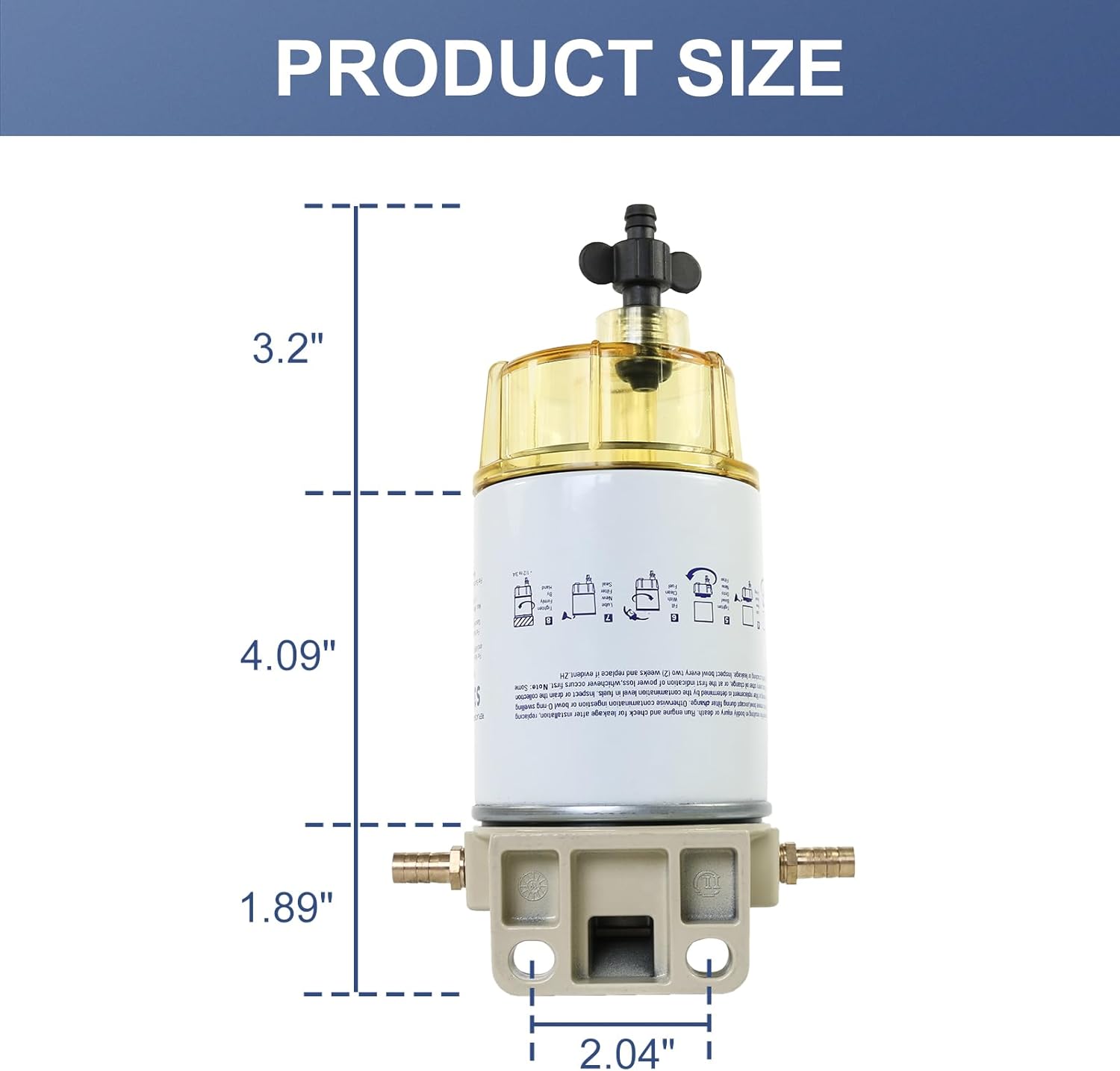 S3227 Filtro de combustible Separador de agua de repuesto para motor fueraborda marino Mercury con púas de 38 pulgadas x 14 pulgadas NPT accesorios