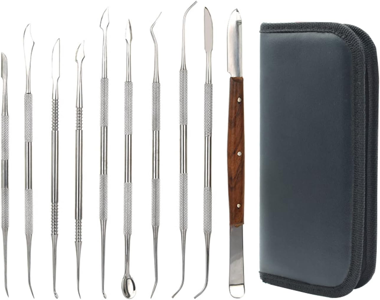 Angzhili Herramientas de tallador de cera dental de acero inoxidable, 10 cuchillos de tallado de yeso, kit de tallado de cera para moldear cera,