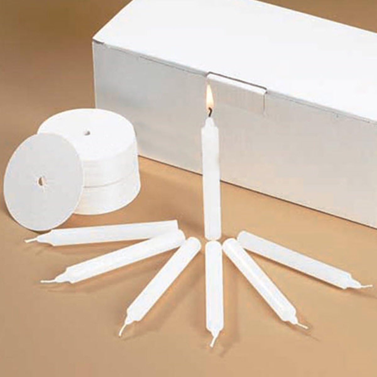 Ceremonia de Servicio de la Iglesia Vigilia Devocional sin perfume 12 x 4 14″ Vela blanca con protector de goteo  50 por caja