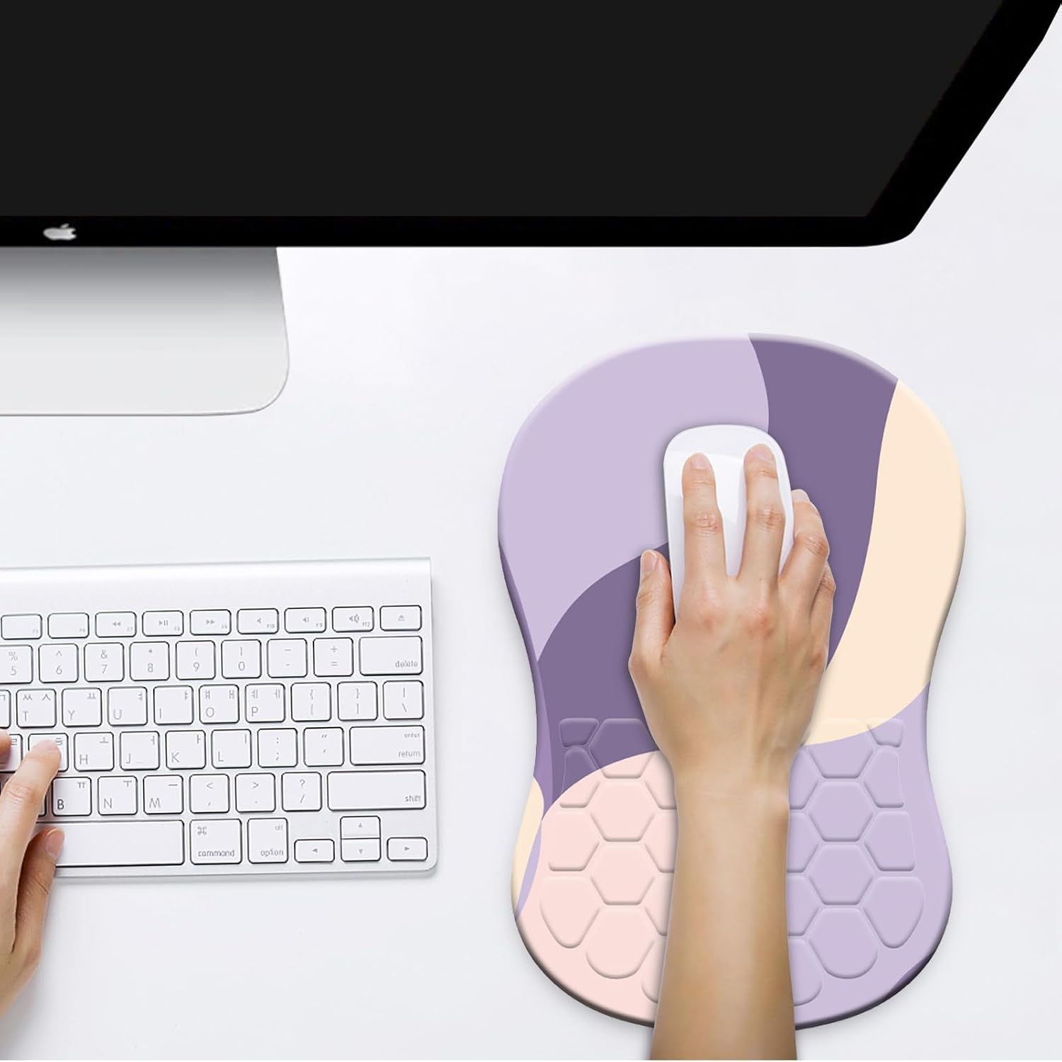 Kakurookie Alfombrilla de mouse ergonómica con soporte para reposamuñecas, diseño de masaje, tapete de mouse para aliviar el dolor del túnel