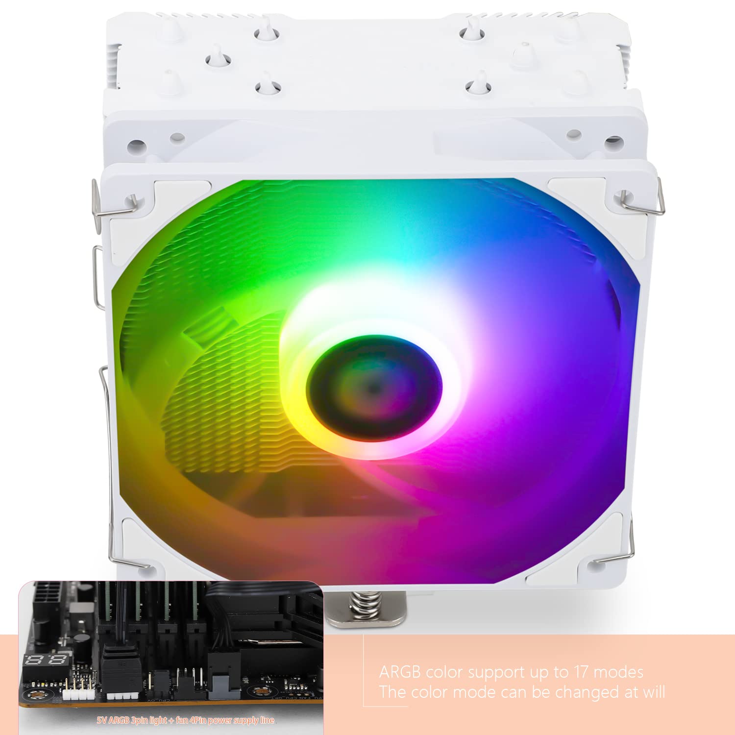 Thermalright Assassin King 120 SE – Enfriador de aire para CPU ARGB blanco, AK120 SE White ARB, 5 tubos de calor, enfriador de CPU silencioso