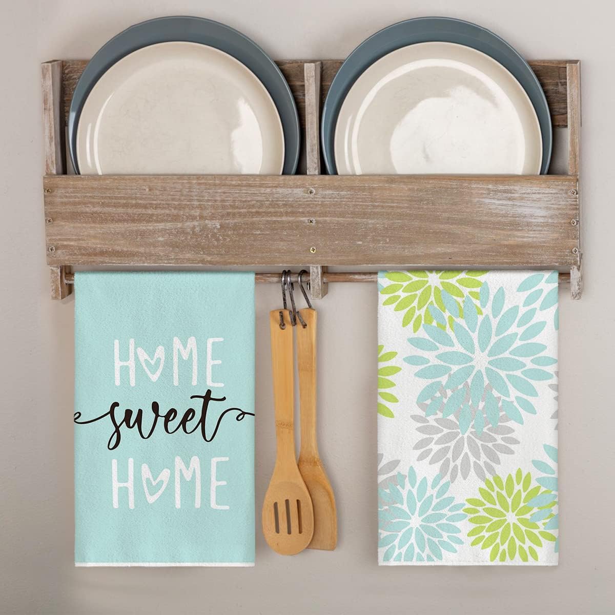 Artoid Mode Blue Home Sweet Home – Juego de 2 toallas de cocina bohemias, 18 x 26 pulgadas, decoración de primavera