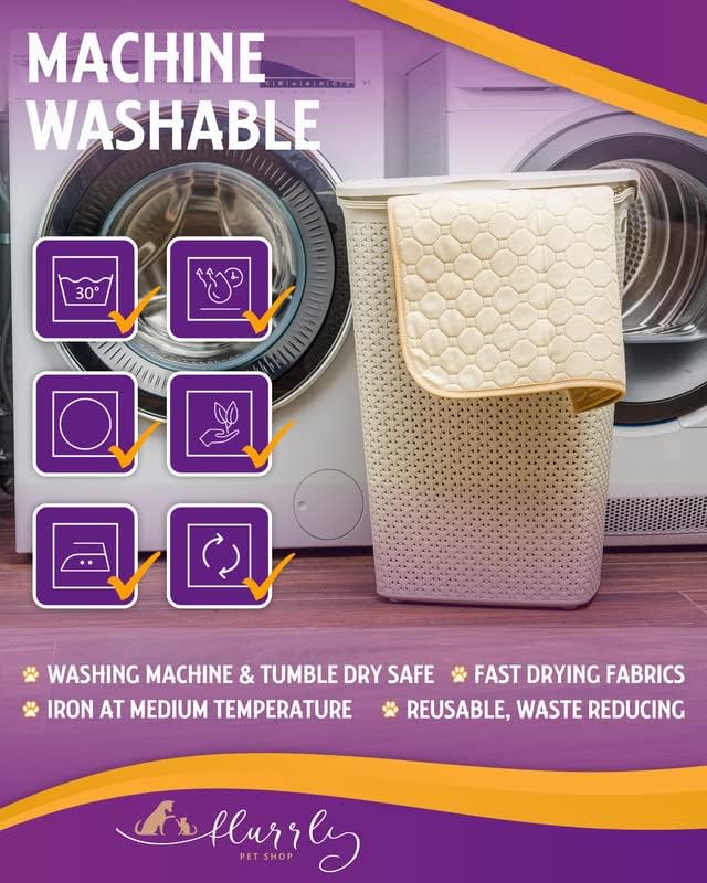 Flurrly – Almohadillas reutilizables para orina para perros, paquete de 2 unidades de 48 x 48 pulgadas + cuenco de agua plegable gratis,