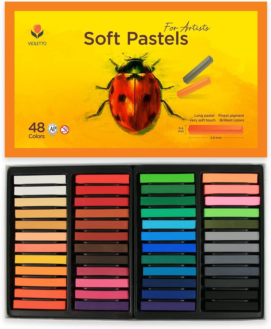 Juego de tizas suaves en colores pasteles, suministros de arte para artistas, niños, adultos, 48 colores, tiza de color, no tóxica, pastel cuadrado