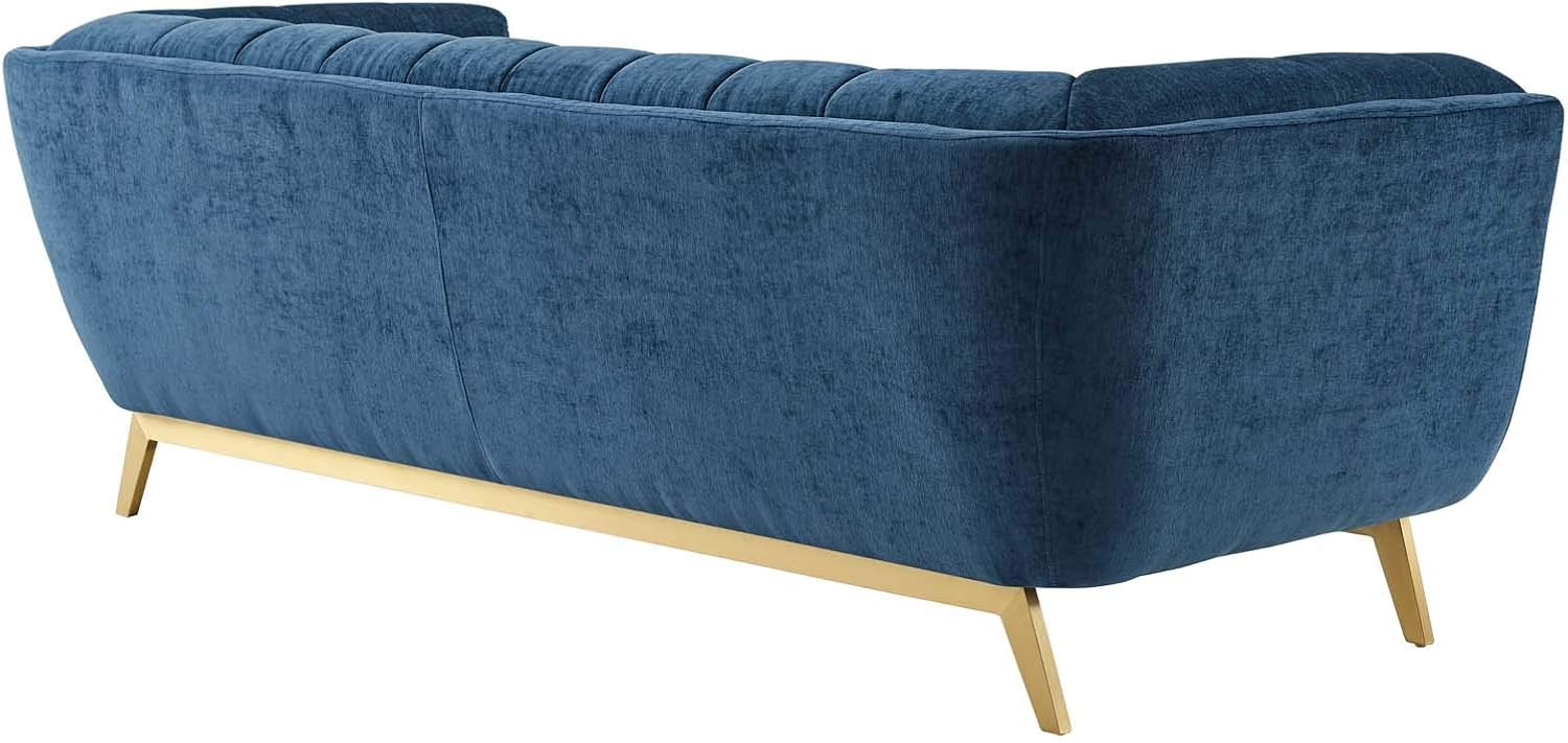 Modway Bestow – Sofá capitoné de terciopelo de alto rendimiento, azul marino