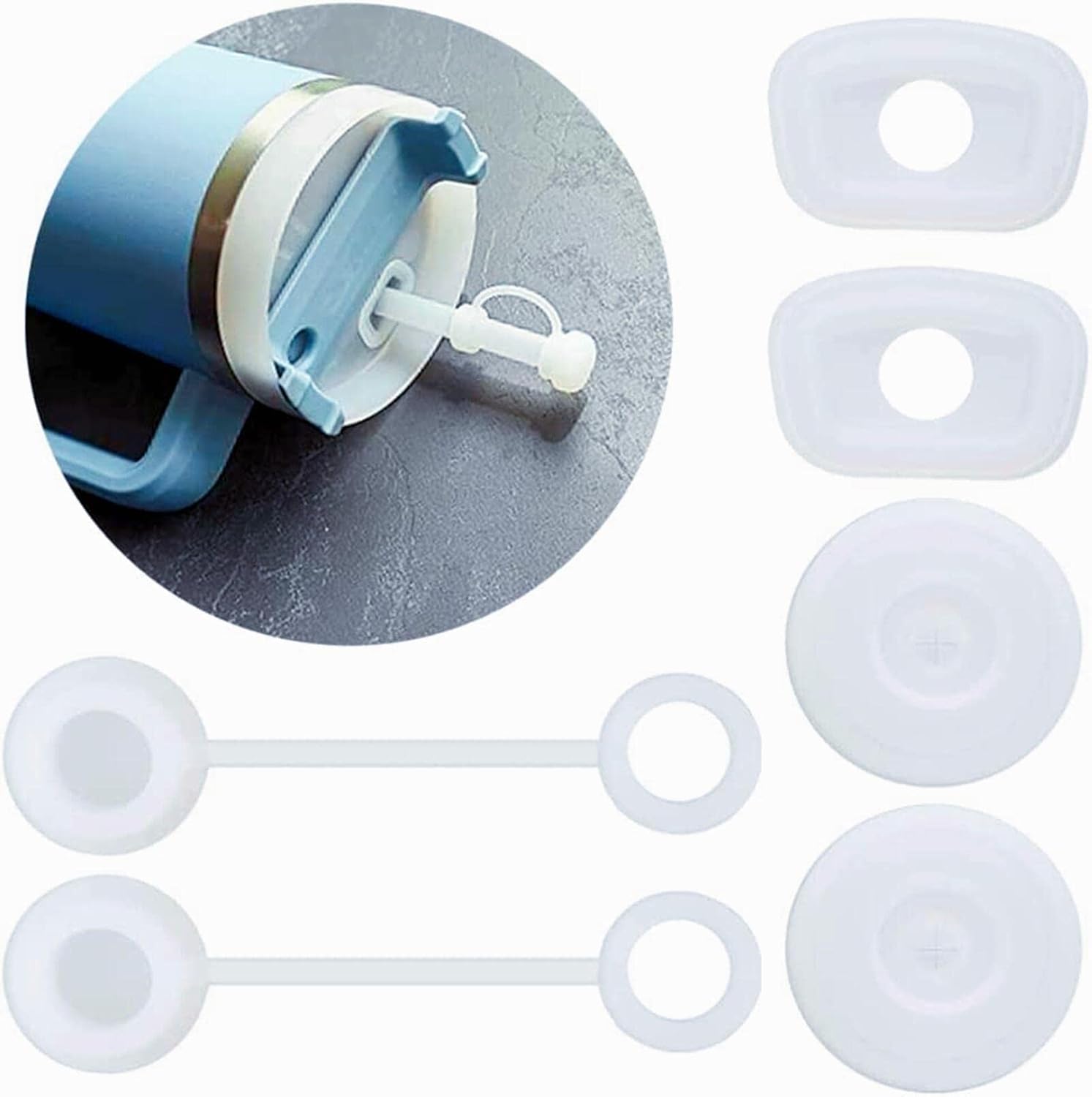 Juego de 3 tapones de silicona a prueba de derrames 2023, compatibles con Stanley Cup 1.0 de 40 onzas30 onzas, accesorios para vasos con 2 tapas